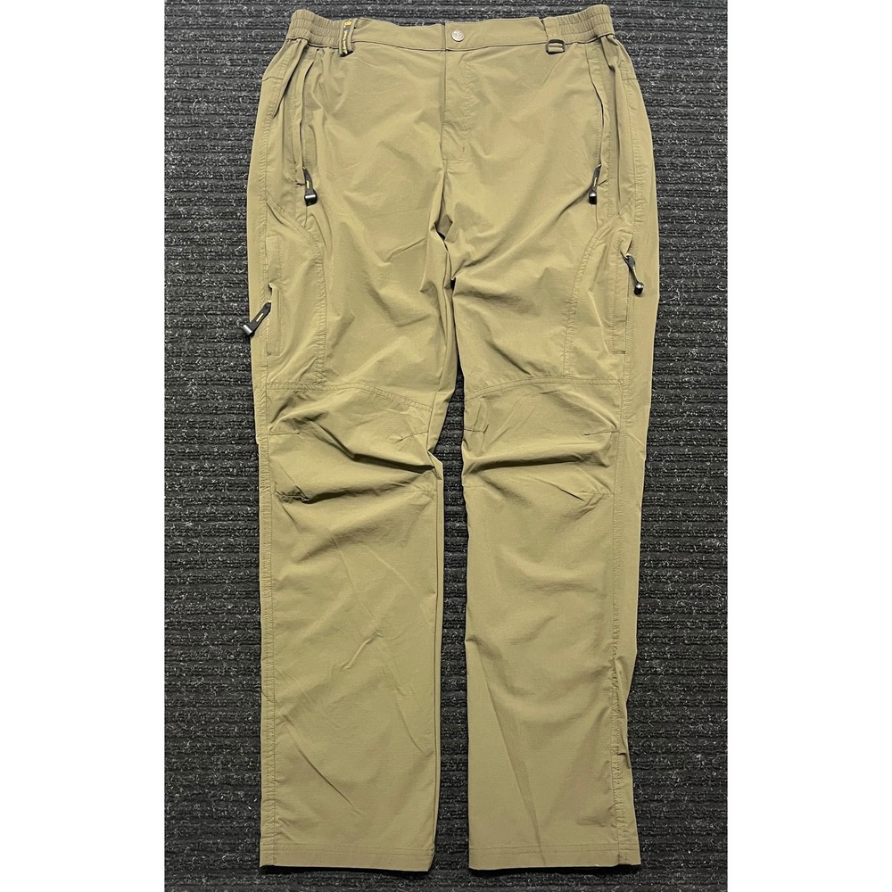 Outdoor Sports Mens XL Olive Green Ripstop Hiking Cargo Pants Zipper Pockets